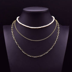 MULTI LAYERED SIMPLE PEARL SWEATER NECKLACE_CWAJE3907