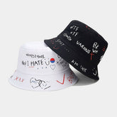 PRINTED BREATHABLE SUN VISOR GRAFFITI BUCKET HAT_CWAH1637