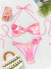 IRIDESCENT BIKINI SET PEARL 3D FLOWER SWIMSUIT_CWMW0703