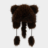 Korean Raccoon Fur Winter Trapper Hat For Women_Cwah04769