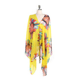 SUNFLOWER PRINT FRONT OPEN KIMONO FOR SUMMER_CWASC0796
