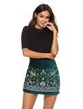 CORDUROY HIGH WAIST EMBROIDERED HIP WRAP SKIRT_CWBSS0189