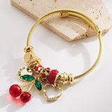 GOLD BEADED BRACELET WITH CRYSTAL CHARMS_CWMM8495