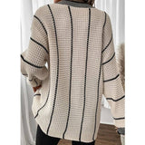 Vertical Pattern Casual Loose Medium Long Sweater