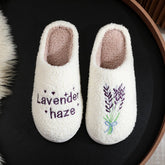 LAVENDER PATTERN WARM COTTON SLIPPERS_CWSHS0451
