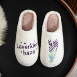 LAVENDER PATTERN WARM COTTON SLIPPERS_CWSHS0451