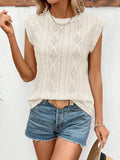 Womens Fashion Hollow-Detail V-Neck Top
