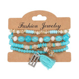 Cwaje05694_Boho Happy Tassel Crystal Multi Layer Bracelet