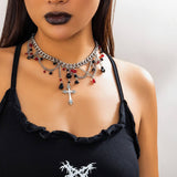 HIP HOP CROSS PENDANT DARK CLAVICLE NECKLACE_CWMM3192