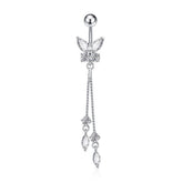 SIMPLE BUTTERFLY ZIRCON NAVEL PIERCING RING_CWMM9251