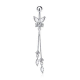SIMPLE BUTTERFLY ZIRCON NAVEL PIERCING RING_CWMM9251