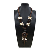 BOHEMIAN FLOWER COCONUT WOOD BEAD NECKLACE_CWMM4739