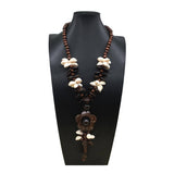 BOHEMIAN FLOWER COCONUT WOOD BEAD NECKLACE_CWMM4739