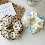 CREAM COLOR HIGH ELASTIC LACE HAIR TIE_CWAHA1351