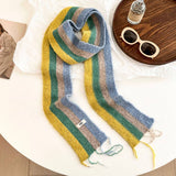 Rainbow Stripe Knit Winter Tassel Scarf_Cwasc02961