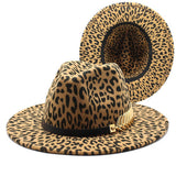 LEOPARD PRINT WOOLEN HAT WIDE BRIM JAZZ HAT_CWAH2534
