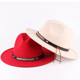 SIMPLE BELT BUCKLE FELT HAT JAZZ HAT_CWAH0751