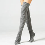 CABLE KNIT WINTER WARM KNEE HIGH SOCKS_CWMS015