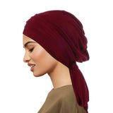 SOLID COLOR VELVET FOUR BAR LONG TAIL HEADSCARF_CWASC2455