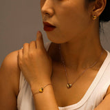 Womens Stainle Steel Heart Jewelry 3-Piece Set_Cwmm8880