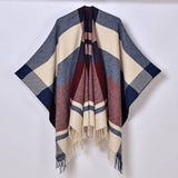 SIMPLE TASSEL PATTERN WIDE HORIZONTAL STRIPE SHAWL_CWASC0939