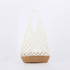 TASSEL HOLLOW COTTON ROPE HAND WOVEN BAG_CWAB4690