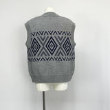 V-Neck Color Matching Embroidery Cardigan Vest