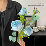 SINGLE STEM 4 HEAD COUNTRY STYLE BURNT EDGE ROSES_CWMM6473