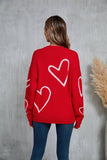 Valentines Day Color Contrast Heart Pullover Sweater