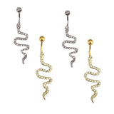 SNAKE CZ BELLY RING TRENDY NAVEL PIERCING_CWMM9192