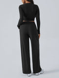 Temperament Round Neck Top Wide Leg Pant Suit