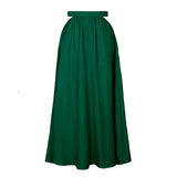 SOLID COLOR SKIRT HIGH WAIST ELASTIC LONG SKIRT_CWBSS0411