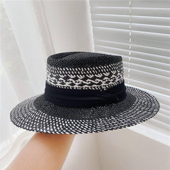 BRITISH RETRO HANDMADE WOVEN STRAW HAT_CWAH1171