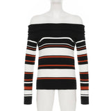 Vintage Striped Striped Woolen Collar Top