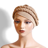 Two Milk Silk Solid Color Braided Headscarf Hat_Cwasc2425