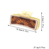 Western Cactus Sunflower Hair Claw Leather Clip_Cwasc1610
