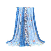 FLORAL BORDER SATIN SCARF ELEGANT BEACH WRAP_CWASC0672
