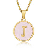 ROUND 18K GOLD STAINLESS STEEL 26LETTERS NECKLACE_CWAJE0683