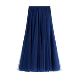 HIGH WAIST TULLE A LINE PLEATED MIDI SKIRT_CWBMS0378