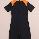 COLORBLOCK BOXER CONSERVATIVE ONE PIECE SWIMSUIT_CWMW0302