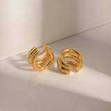 Versatile 18K Gold Stainless Steel Earrings_Cwmm2344