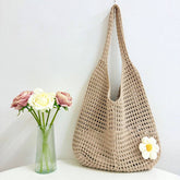 Cuab00625_2025 Boho Knit Tote Bag Large Capacity Beach Bag