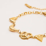 CUTE HEART CROISSANT PIZZA BOW BRACELET 18K GOLD_CWAJE4819