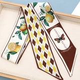 FRUIT PRINT TWILLY SCARF HAIR TIE BAG RIBBON_CWASC0431