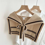 KNIT KNOT SHAWL STRIPED COLLAR WRAP FOR WOMEN_CWASC0848