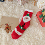CHRISTMAS ELK CORAL VELVET SOCKS_CWMS0339