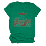 CAT AND SPACESHIP GRAPHIC TEE FOR WOMEN_CWTTS1514