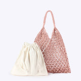 Trendy Woven Beach Bag With Mesh Spacious Interior_Cwab4671