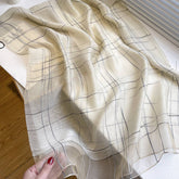 MINIMAL STRIPE SILK WOOL SCARF LIGHTWEIGHT SHAWL_CWASC0599