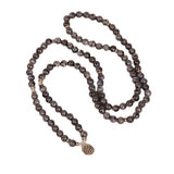 LOTUS PENDANT 108 BLACK GLITTER BEADED BRACELET_CWAJE3930